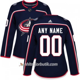 Dame Ishockey Columbus Blue Jackets Tröja med eget tryck Adidas 2017-2018 Marinblå Authentic